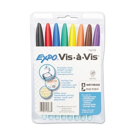 Newell Brands Marker, Wet-Erase, Expo, Fine Point AST, 8PK 2134345